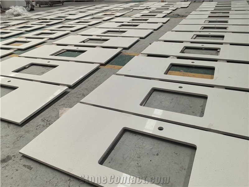 White Engineered Quartz Bathroom Countertops