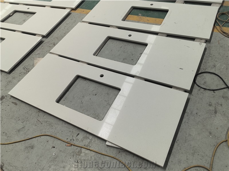 White Engineered Quartz Bathroom Countertops