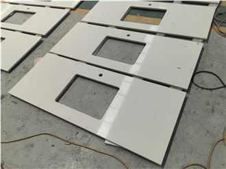 White Engineered Quartz Bathroom Countertops