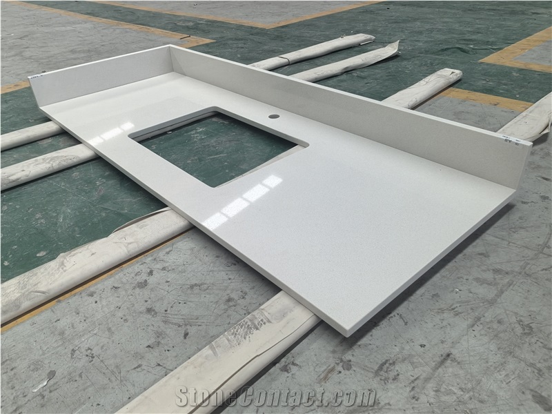 White Engineered Quartz Bathroom Countertops