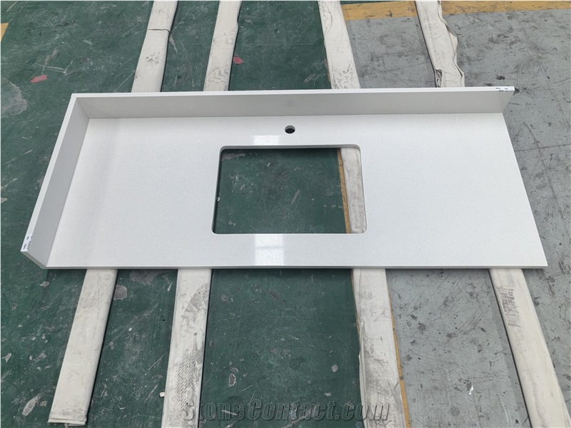 White Engineered Quartz Bathroom Countertops