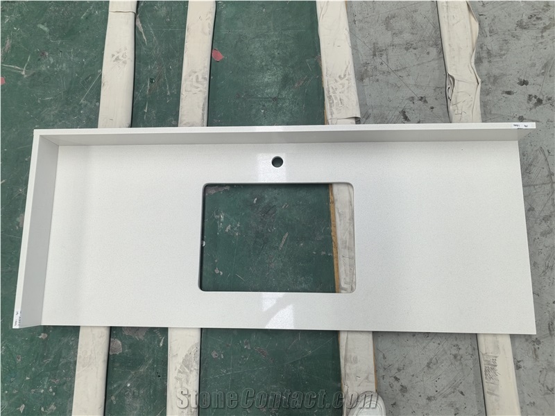 White Engineered Quartz Bathroom Countertops