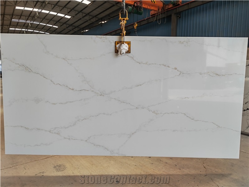 Calacatta Slim Gold Glossy 12Mm And 15Mm Quartz Slabs