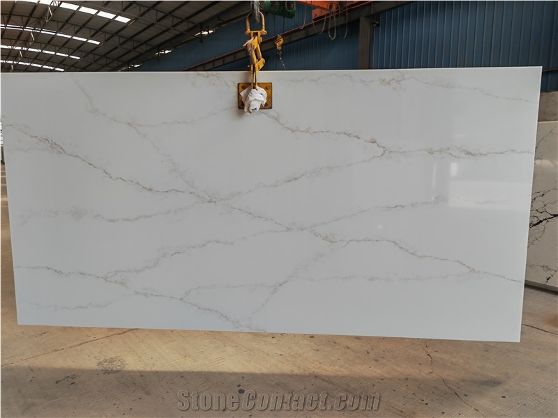 Calacatta Slim Gold Glossy 20Mm 30Mm Quartz Slabs
