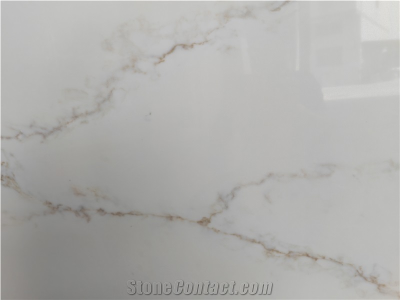 Calacatta Slim Gold Glossy 20Mm 30Mm Quartz Slabs