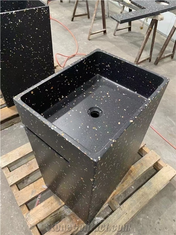 Black Terrazzo Pedestal Basin