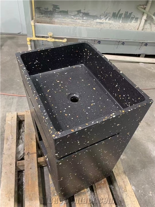 Black Terrazzo Pedestal Basin