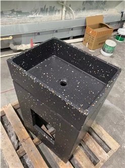 Black Terrazzo Pedestal Basin
