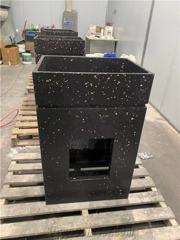 Black Terrazzo Pedestal Basin