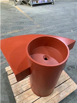 Red Terrazzo Artificial Stone Pedestal Basin