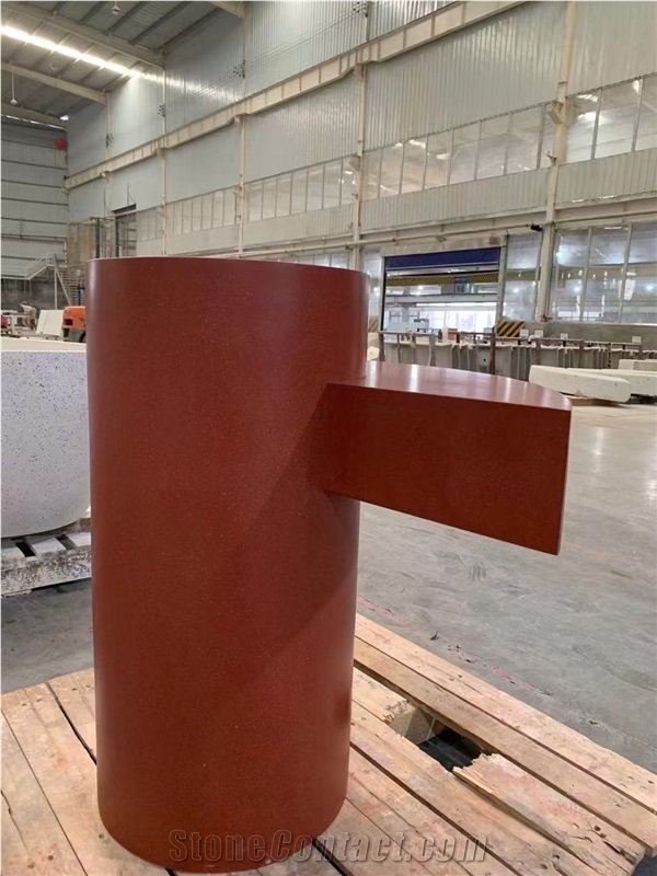 Red Terrazzo Artificial Stone Pedestal Basin