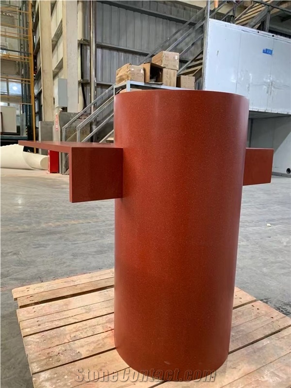 Red Terrazzo Artificial Stone Pedestal Basin