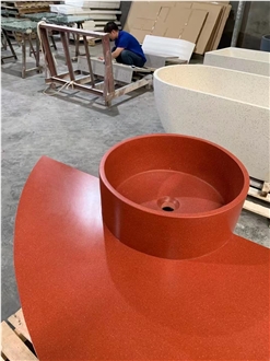 Red Terrazzo Artificial Stone Pedestal Basin
