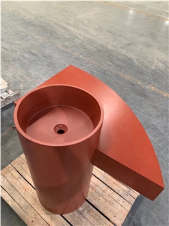 Red Terrazzo Artificial Stone Pedestal Basin