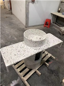 Terrazzo Pedestal Basin With Countertop