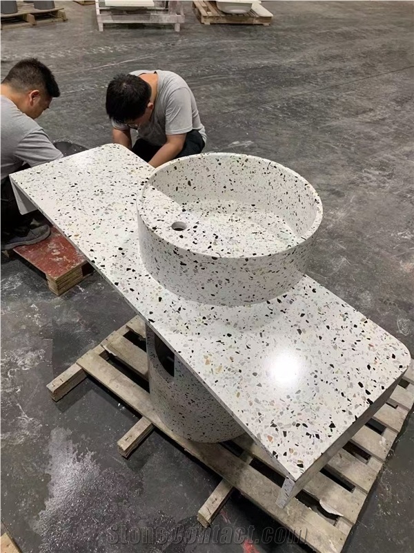Terrazzo Pedestal Basin With Countertop