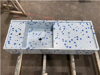 White Terrazzo Stone Bathroom Sinks