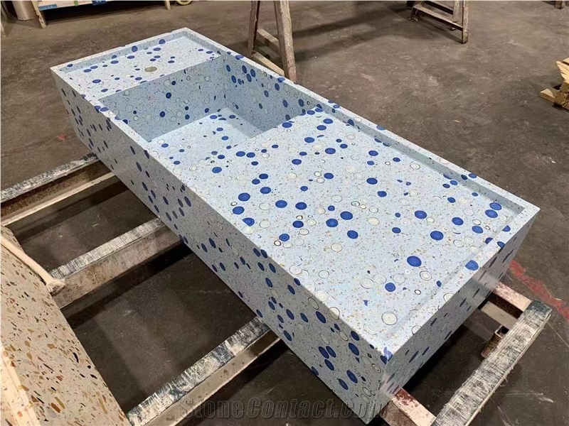 White Terrazzo Stone Bathroom Sinks
