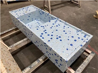 White Terrazzo Stone Bathroom Sinks