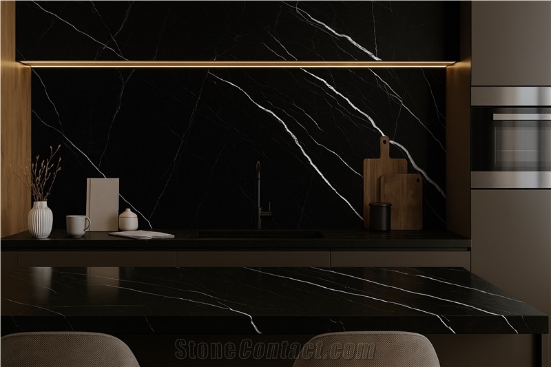 Nero Marquina Black Sintered Stone Slabs 1.5 Cm