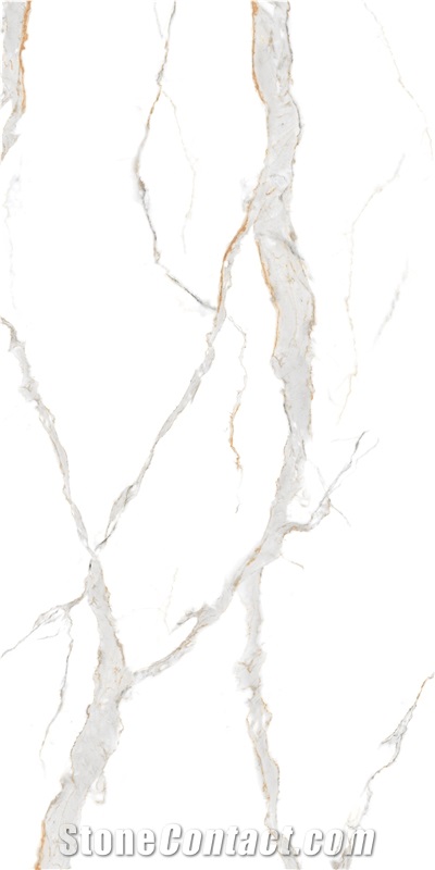 Statuario Natural Sintered Stone Slabs 1.2 Cm Marble Look