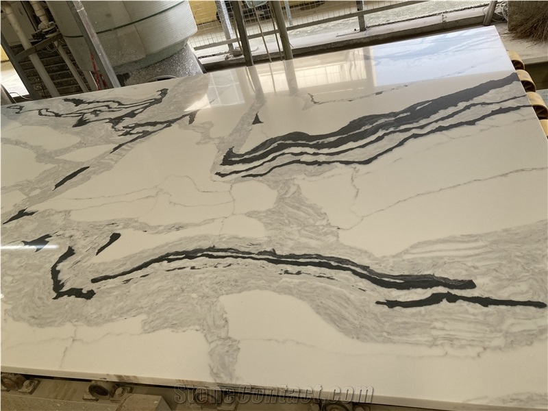 Calacatta Quartz Surfaces Slabs Black And Grey Veins