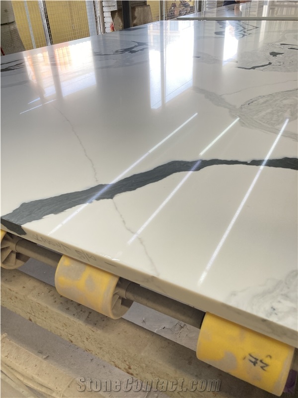 Calacatta Quartz Surfaces Slabs Black And Grey Veins