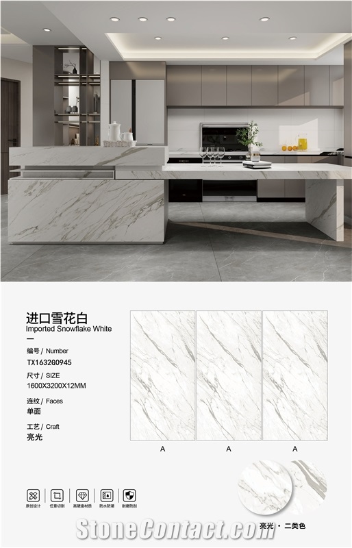 Imported Snowflake White Sintered Stone Slabs