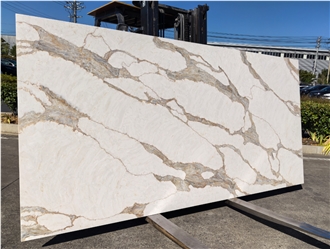 Luxury Calacatta Bronze Quartz Slabs