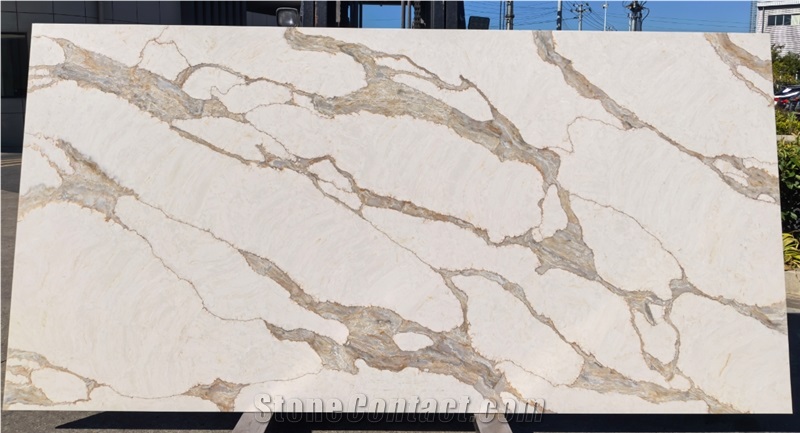 Luxury Calacatta Bronze Quartz Slabs