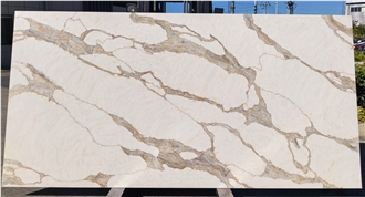 Luxury Calacatta Bronze Quartz Slabs