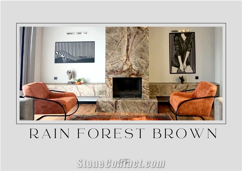 Rainforest Brown Marble Slabs