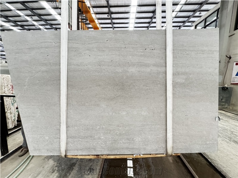 Alina Grey Travertine Slabs, Vein Cut