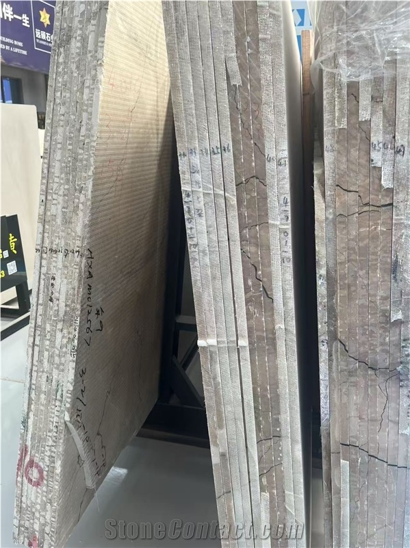 Beige Zecevo Limestone Slabs, Dark Veined