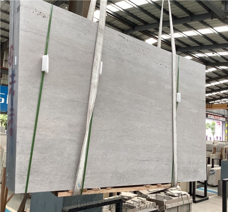China Alina Grey Travertine Slabs Vein Cut