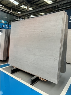China Alina Grey Travertine Slabs Vein Cut Honed