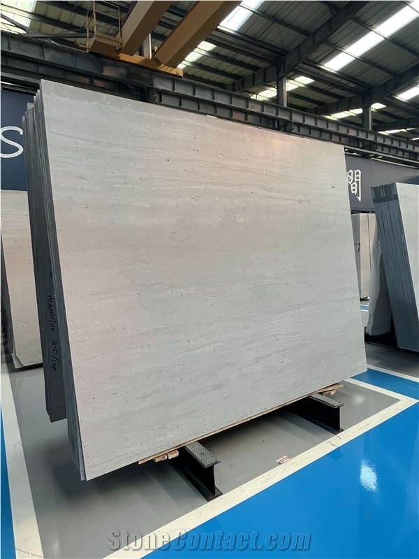 China Alina Grey Travertine Slabs Vein Cut Honed
