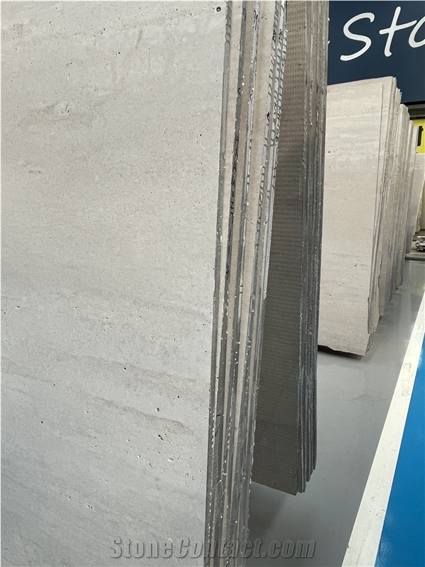 China Alina Grey Travertine Slabs Vein Cut Honed
