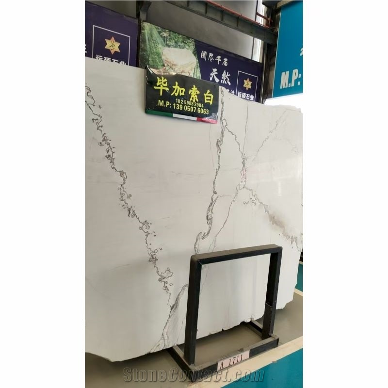 China Irregular Vein Picasso White Marble Slabs