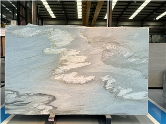 Chinese White Blue Grey Azzurre Marble Slabs, Special Grain