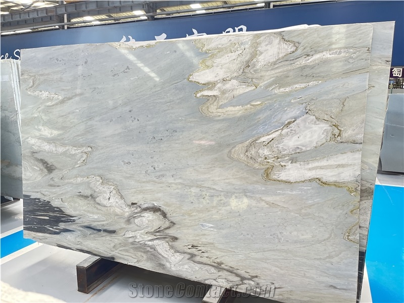 Chinese White Blue Grey Azzurre Marble Slabs, Special Grain