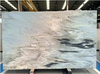 Chinese White Blue Grey Azzurre Marble Slabs, Special Grain