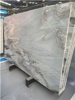Chinese White Blue Grey Azzurre Marble Slabs, Special Grain