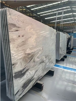 Chinese White Blue Grey Azzurre Marble Slabs, Special Grain