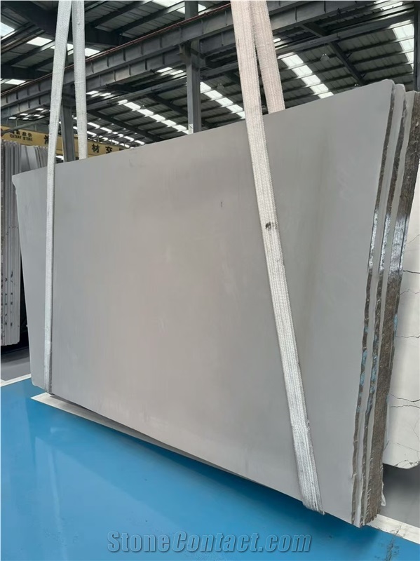 Moon Grey Quartzite Slabs, Pure Grey No Grain