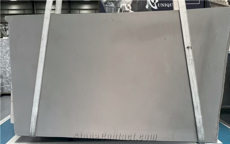 Moon Grey Quartzite Slabs, Pure Grey No Grain
