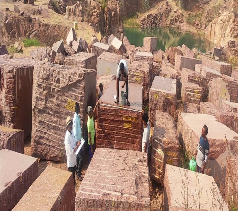 Imperial Red Rough Granite  Blocks