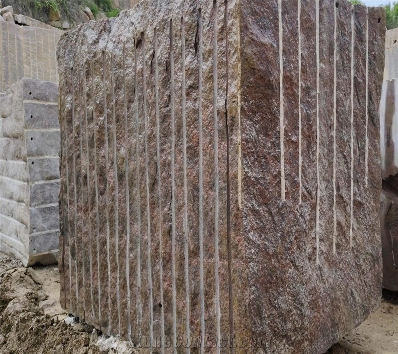 Red Multi Rough Granite Raw Granite Block
