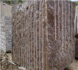 Red Multi Rough Granite Raw Granite Block