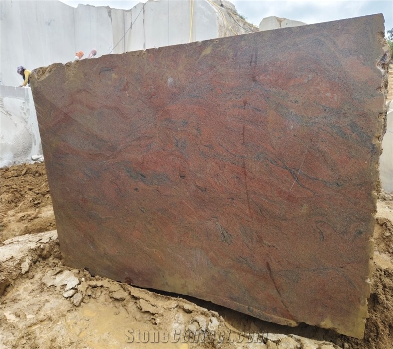Red Multi Rough Granite Raw Granite Block